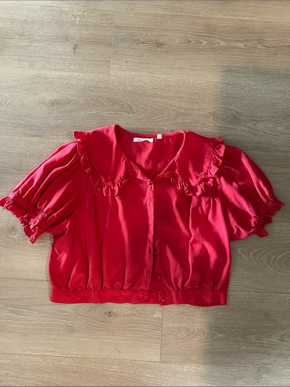 Red Ruffle Collar Blouse - Women Tops